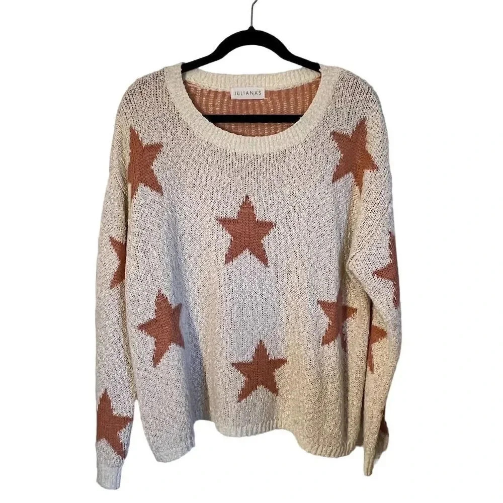 Juliana’s‎ Women's Star Print Pullover Sweater Size S Multicolor Casual
